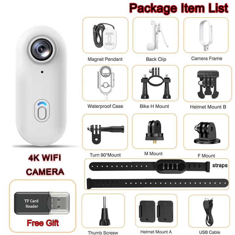 4K HD Motorcycle Mini Recorder Finger WIFI Action Camera Lightweight POV Motorcycle Road Sport Cam Bicycle Vlog Pet Body Camera